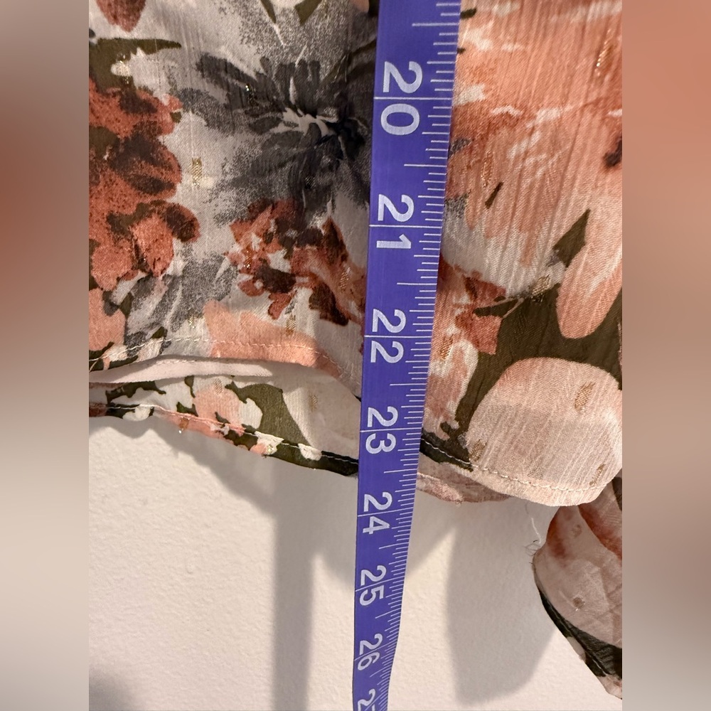 Excellent Joie Blouse Small Floral Ruffle Keyhole Puff long Sleeve top work - Picture 10 of 11